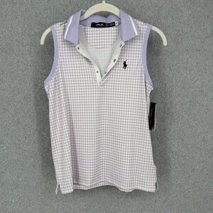 Ralph Lauren RLX Girls Gingham Golf Polo Top Shirt Size XL Purple Preppy NEW